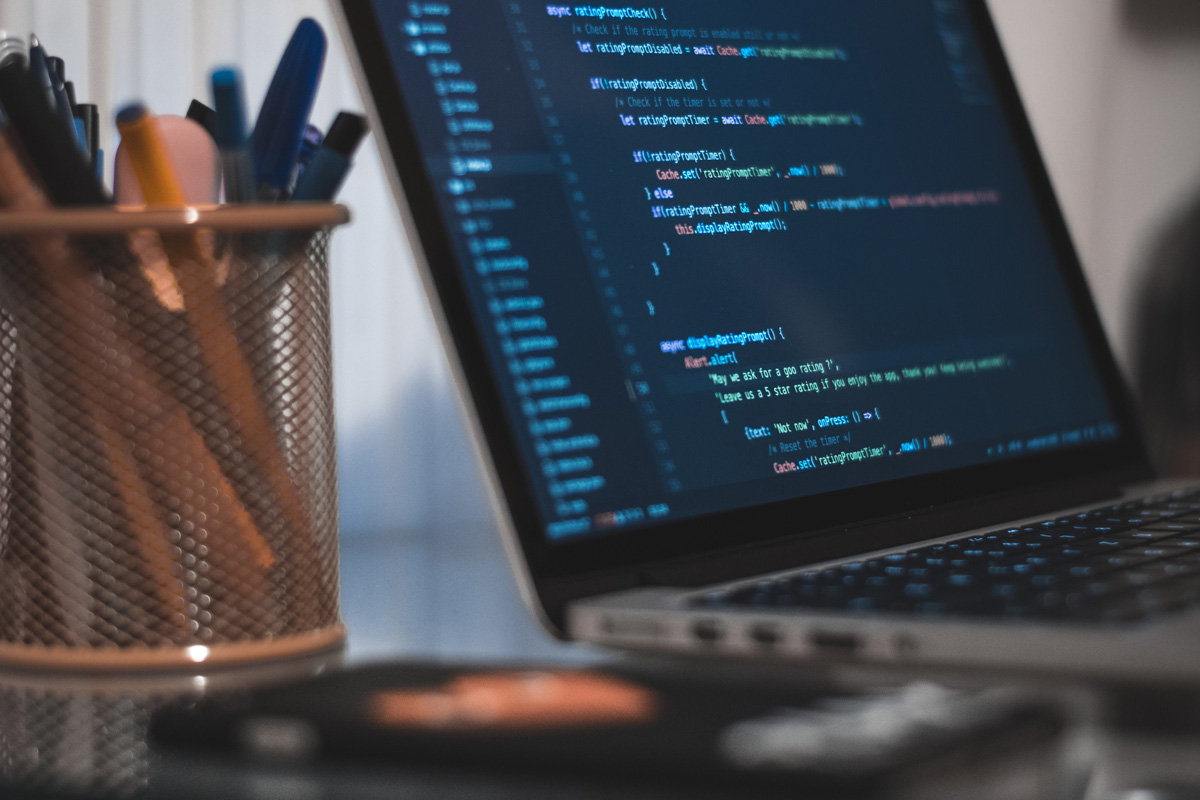 Laptop open to coding